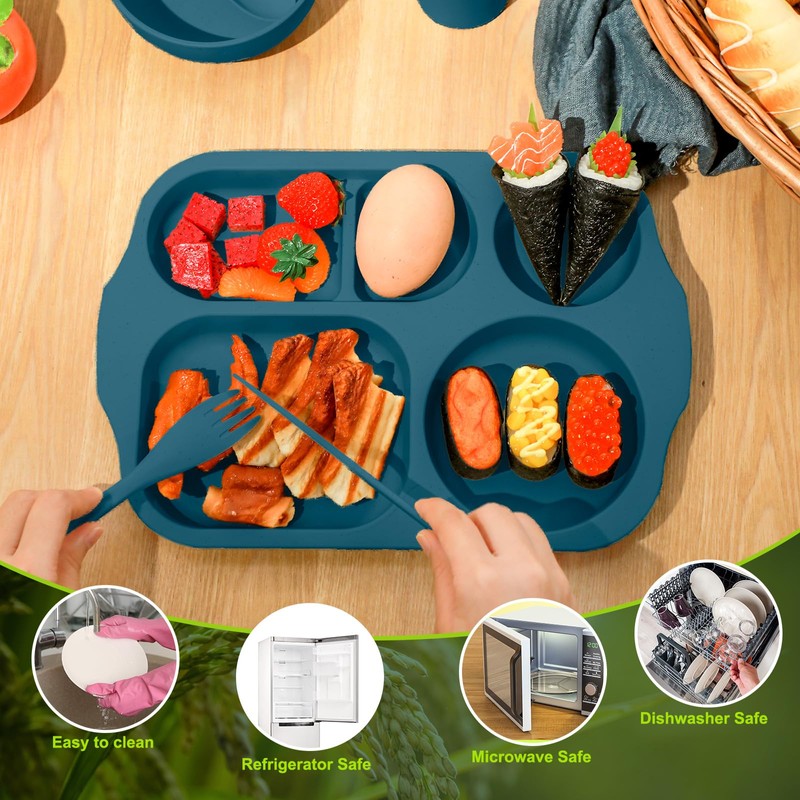24 Pcs Wheat Straw Dinnerware Cutlery Set for Aldult Including