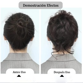2 Piezas Extension de Cabello Moño Desordenado, Cabello Postizo Natural, Con Ondas Elásticas, Simulado Cabello Con Banda Elástica, Embellecer el Cabello, Perfecto Para Mujeres y Niñas(Negro2)