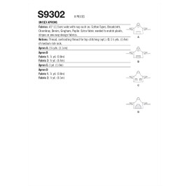 Simplicity Men's and Women's BBQ Style Apron Packet, Code 9302 Sewing Pattern, One Size, White