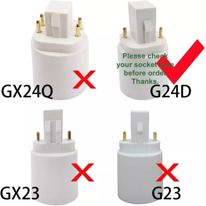 Unbranded Lot G24 to E26/E27 2 Pin Adapter G24 To