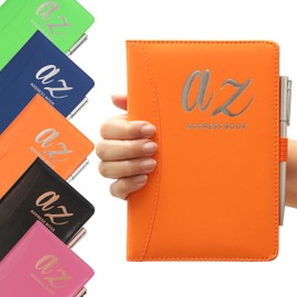 a to z Telephone Address Book A-Z Index Hard Back Cover Plus Pen A5 Addresses Book Home Office Work (Orange)