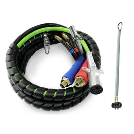 TORQUE 12ft 3 in 1 ABS & Air Power Line Hose Wrap 7 Way Electrical Cable with Handle Grip & 25" Tender Spring for Semi Truck Trailer Tractor (TR813212)