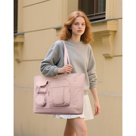 LOVEVOOK Laptop Tote Bag for Women Work, Teacher Tote & Nurse Bags with Zipper for Travel, Daily, College,Large Purse Computer Shoulder Handbag With Multi Pockets Black