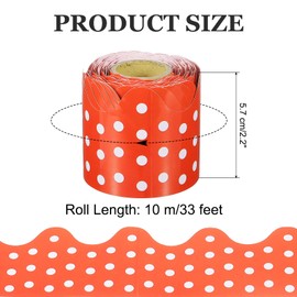 PATIKIL Dot Bulletin Board Border 10M Poster Chalkboard Cork Decoration Trim Scalloped Border Wall Decor for Classroom Office Locker Orange