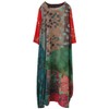 Women's Patchwork Floral Maxi Dress Linen Lyocell Blend, 3/4 Sleeve