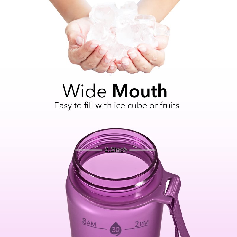 Hyeta 32oz Water Bottles with Straw - Stay Motivated and