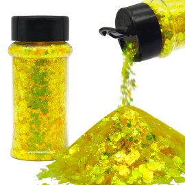 Bulk Sparkly Yellow Chunky Polyester Glitter Non-Toxic Mixed Sizes Glitter for Face Makeup Nails Snowglobe Cupscolor: Set6-24 mix colors/Spring Glitter