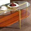 Glass and Wood Coffee Table, Mid Century Modern Design, Clear