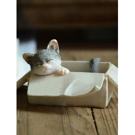 Gemmia Miniatuer Fairy Garden Cat Figurine- Yoga Cat Statue