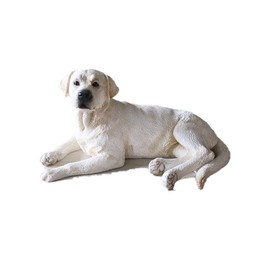 1P Resin Labrador Retriever Dog Garden Statue Sitting Posture Simulation Dog Model for Car Craft Home Decoration Ornament Collection Gift (White)