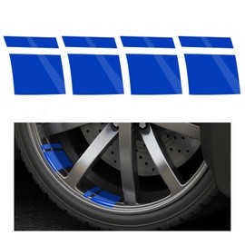 ZNDAW 4 PCS Wheel Rim Decal, 2.36"×2.17" Reflective Self Adhesive Decal for 18-21 Inch Wheels, Waterproof Tire Rim Racing Safety Decoration Stripe Stickers, Car Accessories (Blue)