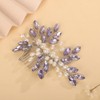 Teyglen Purple Rhinestone Wedding Hair Comb Bridal Pearl Crystal Hair
