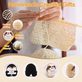 TREEHOLE Mini Positive Crochet Animals Gifts, 2PCS Cute Crochet Animals Penguin Sloth with Positive Card, Funny Emotional Support Birthday Easter Festival Gifts for Men Women