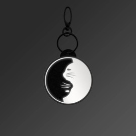 Reflexy Yin Yang Cat Motif Reflector Pendant - Recycled Felt Pedestrian Reflector Reflector Pendant Cat Kitten Cat Pet Yin Yang Jing Jang China Chinese Philosophy Opposite
