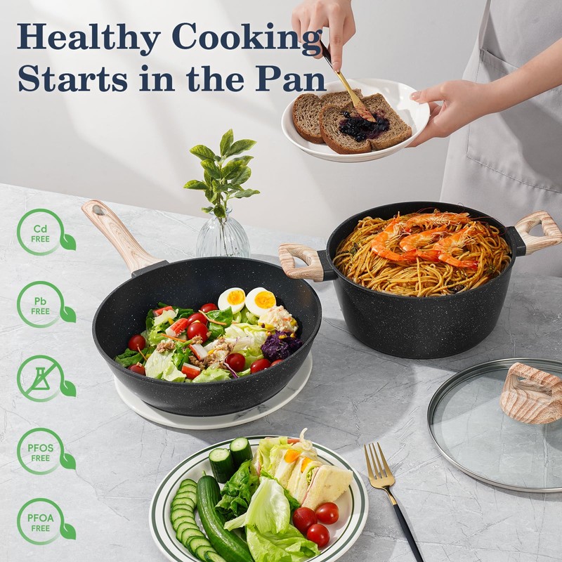 SODAY 12 Pcs Pots and Pans Set Non Stick, Cookware
