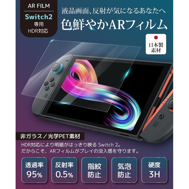 LOE Switch 2 Protective Film, AR Anti-Reflection, Anti-Fingerprint, Lightweight PET
