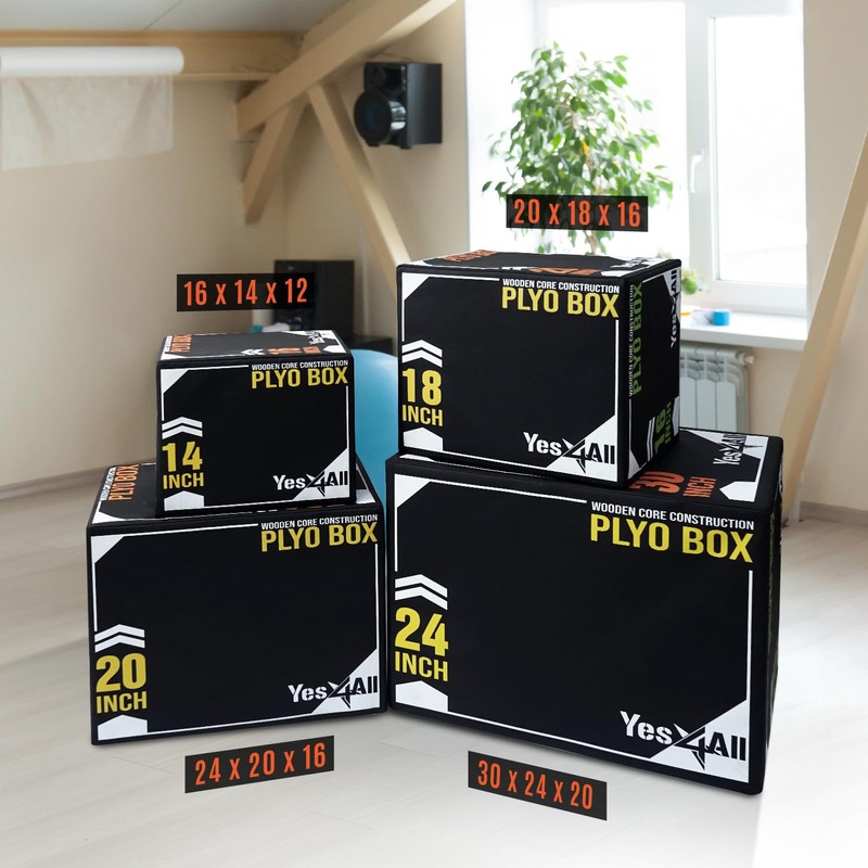 Yes4All 3-in-1 Soft-Padded Plyo Box With Wooden, Non-Slip Multi-Use Cushioned