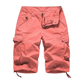 FOURSTEEDS Women's Casual Dailywear Relaxed Fit Cotton Multi Pocket Summer Beach Running Jogging Cargo Shorts Coral Essence US 10