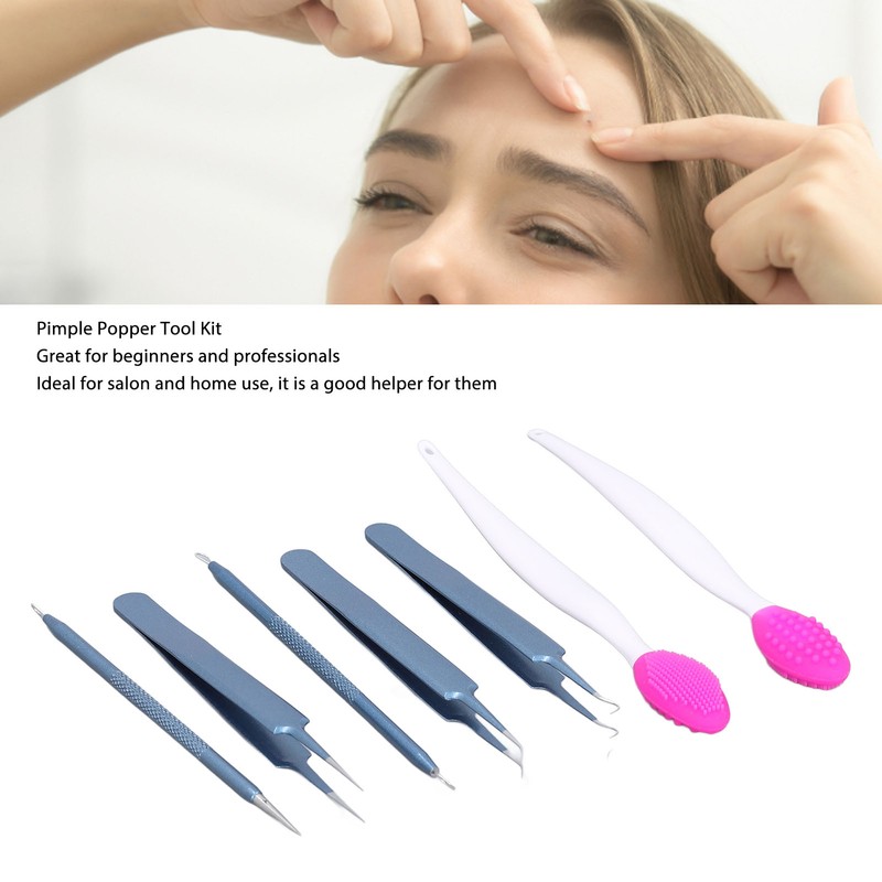 Blackhead Remover Tweezers Kit with Hot Compress Towel Clean Brush
