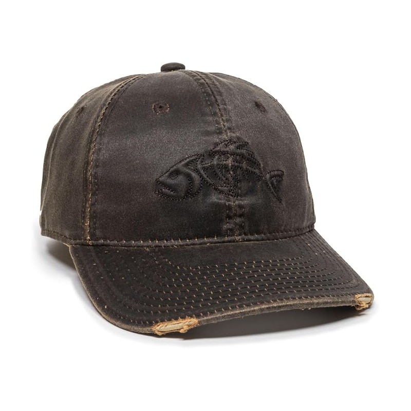 Outdoor Cap Adjustable Closure Bonefish Weathered Cotton Cap, Dark Brown