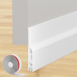 Under Door Draft Stopper, Self-Adhesive Door Sweep for Bottom of Door, Weather Stripping Doors Seal Soundproofing Insulation Strip, Doors Bottom Gap Blocker for Exterior/Interior (39Inch, White)