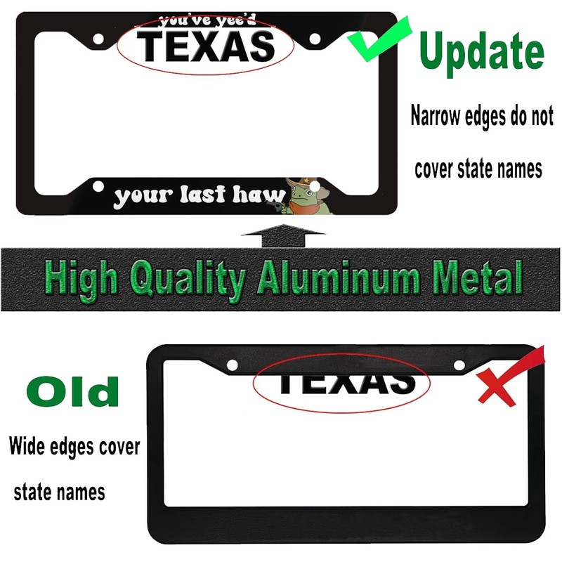 2 Pack Funny Cowboy Frog License Plate Frames, Stainless Steel