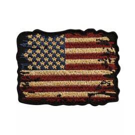 Distressed American Flag Vintage Look Patch (3.0 inch- iron on sew on MTB2)