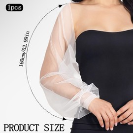 NICENEEDED Wedding Tulle Bolero Shrug, Evening Jacket Bridal Arm Sleeves Cover, Long Sleeve Bridal Party Mesh Cardigan for Women and Bride Dresses