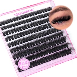 TOOCHUNAG Fluffy Lash Clusters Thick Cluster Eyelash Extensions 80D DD Curl Individual Lashes Clusters Wispy Eye Lash Extension DIY at Home(10-18mm)