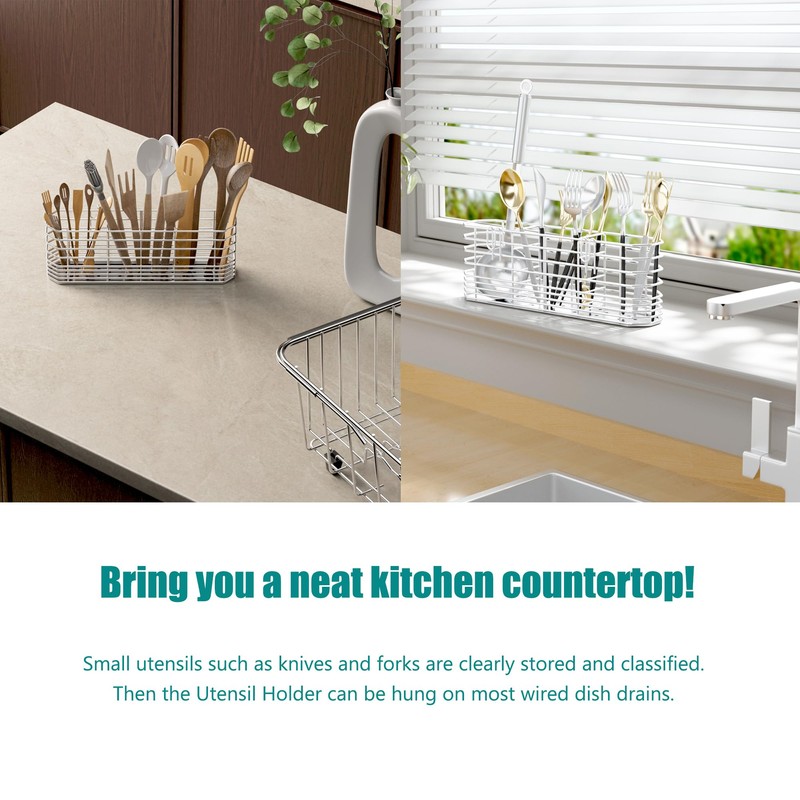 NiuYichee 304 Stainless Steel Utensil Holder, Dish Drying Rack, kitchen