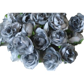 (Mikishin) 50 Pcs Artificial Roses 3cm Bouquet Rose Rose Wedding Decoration (Gray)