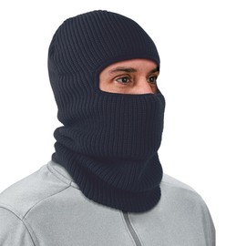 Ergodyne N-Ferno 6829 Balaclava Face Mask, 2-Layer Rib Knit Thermal Ski Masks, Navy