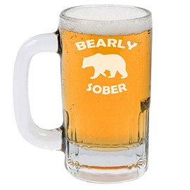 MIP Brand 12oz Beer Mug Stein Glass Bearly Sober Bear Funny