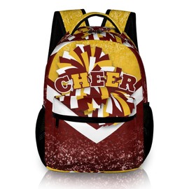 HJKLONE Cheer Backpack for Cheerleaders, Cheerleader Backpack for Women, Cheerleading Gifts for Teams (Gold&Red)