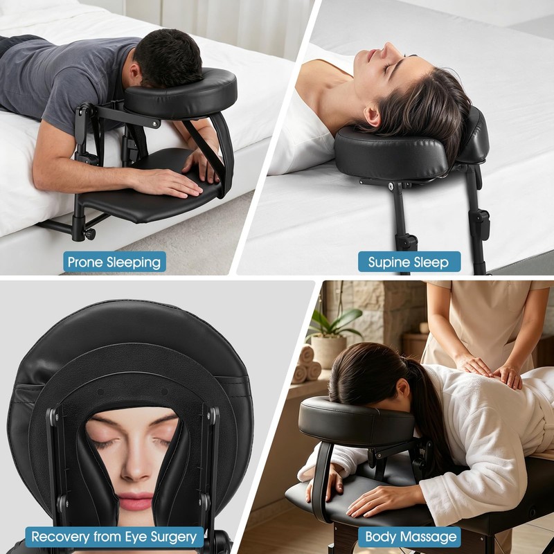 VINGVO Massage Headrest for Bed with Face Pillow, Adjustable Massage