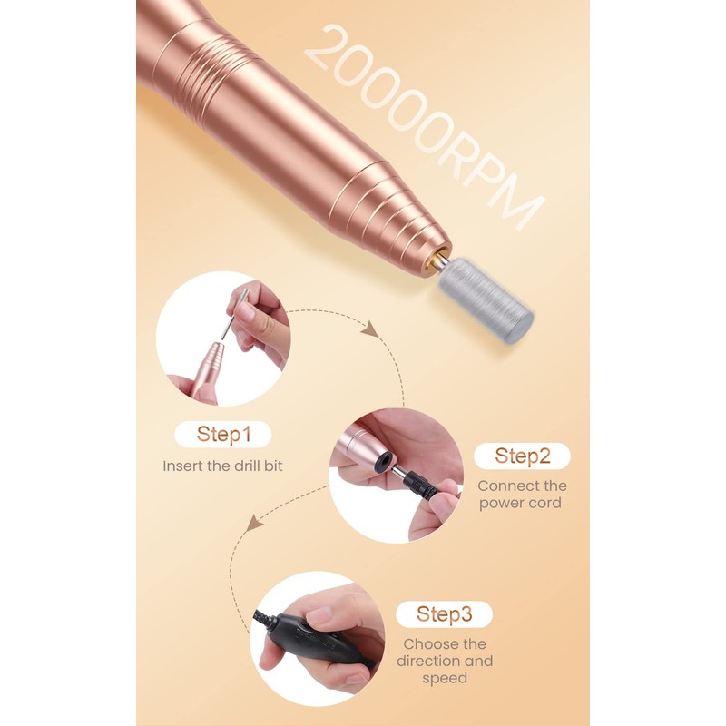 Professional Acrylic Nail Drill, USB Electric Nail Drill Machine, Portable