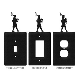 SWEN Products Bagpiper Wall Plate Cover (Double Outlet, Black)