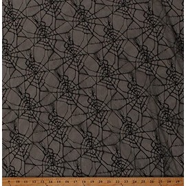 Soft Lace Spiderwebs Spiders Black Lace Fabric by The Yard (D171.16)