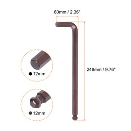 QUARKZMAN Ball Head Allen Key 12 mm S2 Steel L-Shape Extra Long Arm Metric Hex Key Repair Tool for Home Repairs, Red