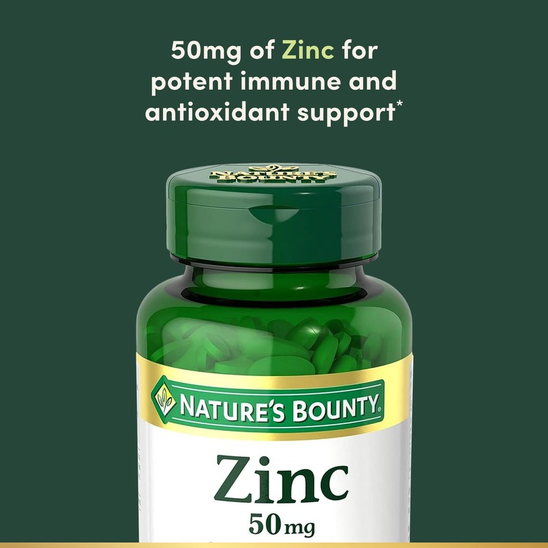 Nature's Bounty Zinc 50mg, Immune Support & Antioxidant Supplement, Promotes