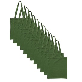 Popular Handicrafts Economical Cotton Tote Bag Lightweight Reusable Grocery Shopping Cloth Bags Suitable for Dye Promotion, Hunter Green, 15"W x 16"H