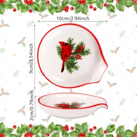 Cardinal Christmas Spoon Rest 4inch Christmas Kitchen Decor Red Ceramic Spoon Rest for Stove Top Winter Cardinals Birds Spoon Rest Cooking Utensil Holder Xmas Present