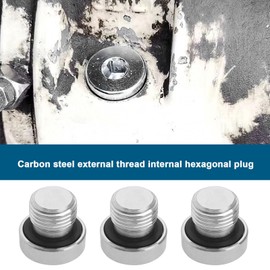 OTOTEC 5pcs 1/8 Inch Carbon Steel Sealing Plug with Rubber Gasket Inner Hexagonal Water Pipe Plug for Sealing Hydraulic Oil Pumps Pipeline Sealing and Blockage