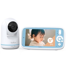 BOIFUN Baby Monitor, No WiFi Required, 5-Inch Large Screen, 1080P HD, Night Vision, 3x Zoom, Temperature Detection, Two-Way Calls, Lullaby & Timer Function, No Setting Required, Long Range Reception, For Baby Room, Perfect Gift For New Mom