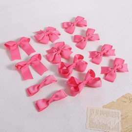 Everyday Hair Bows for Girls,12Pcs 3-Inch Hot Pink Boutique Grosgrain Ribbon Bow Alligator Clips Barrettes Valentines Dress Accessory Gift for Toddlers Teens Girls Kids Women