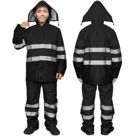 TOKISHI Men's Hi Vis Rain Jacket, Class 3 High Visibility Rain Gear for Men and Women, Waterproof Rain Suits, Internal Mesh,Zipper