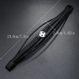 TOFBS Men's Bracelet Football Magnetic Bracelet Leather Bangle Football Braided Genuine Leather Wide Wrap Bracelet with Magnetic Clasp Jewellery Gifts for Men Boyfriend Husband, Leather