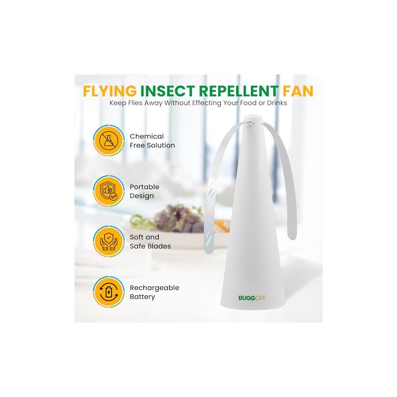 BUGGOFF Black Fly & Flying Insect Repellent Fan with Twin