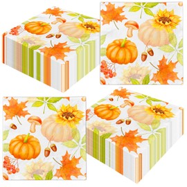 40Pcs Fall Napkins Paper Autumn Napkins Thanksgiving Napkins Fall Tableware Pumpkin Paper Napkins Harvest Napkins Fall Leaves Napkins Fall Party Decorations Thanksgiving Party Supplies
