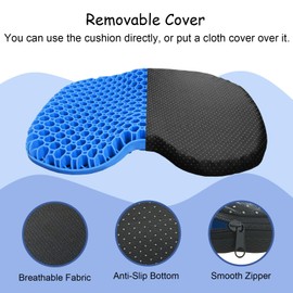 NEW-Vi Anti-Slip Kayak Seat Cushion - Waterproof Thicken Gel Boat Kayak Canoe Rowing Stadium Pad for Sit in Kayak Chair Kayak Accessories Equipment Gear for Fishing Kayak,Blue+Orange